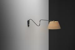 Brass and Black Lacquered Metal Wall Lamp Denmark ca 1950s - 4785075