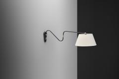 Brass and Black Lacquered Metal Wall Lamp Denmark ca 1950s - 4785126