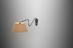 Brass and Black Lacquered Metal Wall Lamp Denmark ca 1950s - 4785129
