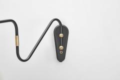 Brass and Black Lacquered Metal Wall Lamp Denmark ca 1950s - 4785131