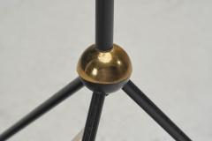 Brass and Black Steel Floor Lamp with Tripod Base France 1950s - 3905757