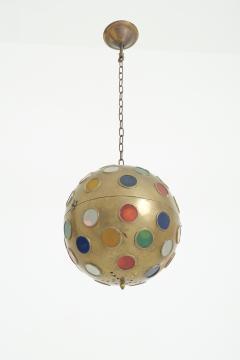 Brass and Coloured Glass Ceiling Light - 4369571