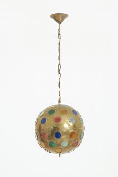 Brass and Coloured Glass Ceiling Light - 4369595