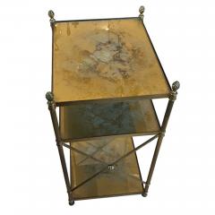 Brass and Eglomise Glass French Midcentury Side Table - 3528071