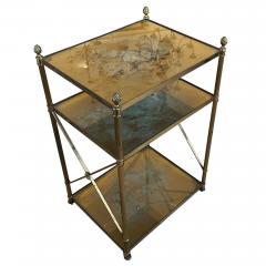 Brass and Eglomise Glass French Midcentury Side Table - 3528072