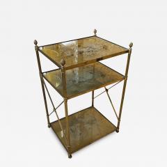 Brass and Eglomise Glass French Midcentury Side Table - 3531400