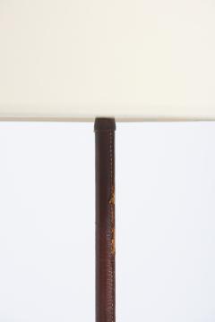 Brass and Faux Brown Leather Floor Lamp - 4016289