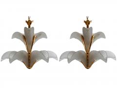 Brass and Frosted Glass Hollywood Regency Art Deco Slip Shade Chandelier - 4286454