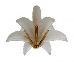 Brass and Frosted Glass Hollywood Regency Art Deco Slip Shade Chandelier - 4286455