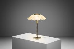 Brass and Frosted Glass Table Lamp Denmark ca 1940s - 4301366