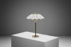 Brass and Frosted Glass Table Lamp Denmark ca 1940s - 4301367