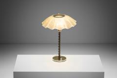 Brass and Frosted Glass Table Lamp Denmark ca 1940s - 4301368