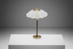 Brass and Frosted Glass Table Lamp Denmark ca 1940s - 4301369