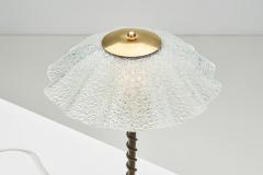 Brass and Frosted Glass Table Lamp Denmark ca 1940s - 4301370
