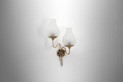 Brass and Frosted Glass Wall Lamp with Bow Detail Early 20th Century - 3665085