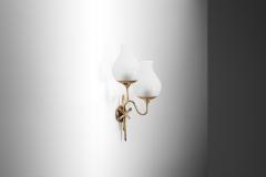 Brass and Frosted Glass Wall Lamp with Bow Detail Early 20th Century - 3665087