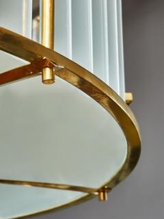 Brass and Frosted Murano Glass Round Candlestick - 4743278