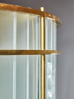 Brass and Frosted Murano Glass Round Candlestick - 4743280