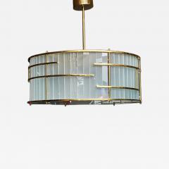 Brass and Frosted Murano Glass Round Candlestick - 4746542