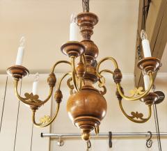 Brass and Fruitwood Italian Country Style Chandelier - 2255017