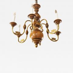 Brass and Fruitwood Italian Country Style Chandelier - 2255591