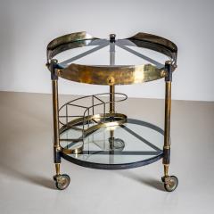 Brass and Glass Bar Cart Italy Mid 20th Century - 4537507