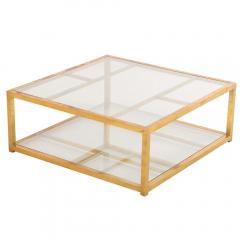 Brass and Glass Coffee Table Circa 1970 Convertible Console Function - 4234292