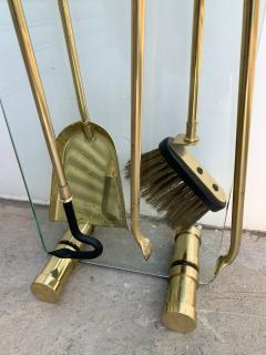 Brass and Glass Fireplace Tools Italy 1970s - 1687431