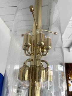 Brass and Glass Tube Chandelier Italy 1970s - 3286590