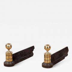 Brass and Iron Engine Turned Andirons - 4208405