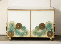 Brass and Ivory Murano Glass with Glass Discs Sideboards Italy Pair Available - 3956360