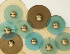 Brass and Ivory Murano Glass with Glass Discs Sideboards Italy Pair Available - 3956361