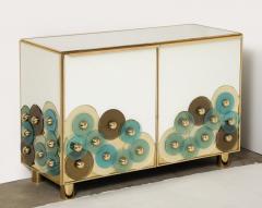 Brass and Ivory Murano Glass with Glass Discs Sideboards Italy Pair Available - 3956366