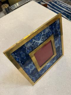 Brass and Lapis Style Stone Picture Frame 1970s - 4518955