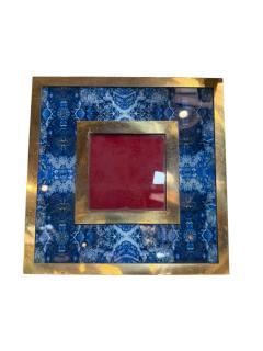 Brass and Lapis Style Stone Picture Frame 1970s - 4521686
