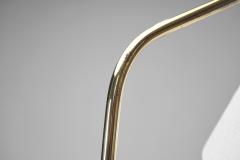 Brass and Leather Floor Lamp with Diabolo Shade Europe 1950s - 4469024