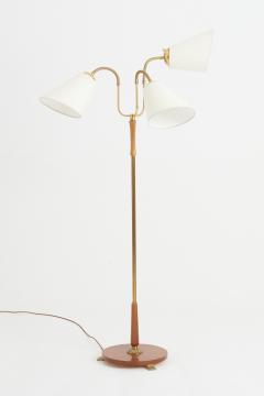 Brass and Mahogany Three Arm Floor Lamp - 3134206