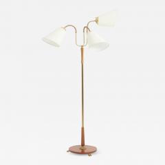 Brass and Mahogany Three Arm Floor Lamp - 3137215