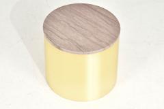 Brass and Marble Drum Side End Table 1970 - 2965385