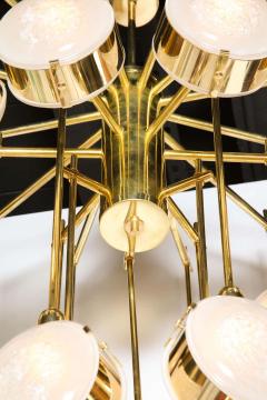 Brass and Murano Glass Globe Large Contemporary Spiral Chandelier Italy - 1260302