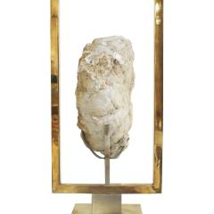 Brass and Natural Stone Table Lamp France 1970s - 833856