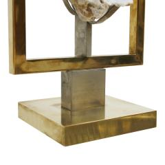 Brass and Natural Stone Table Lamp France 1970s - 833858