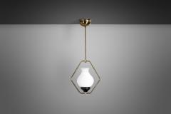 Brass and Opaque Glass Ceiling Lamp Europe ca 1950s - 3546928