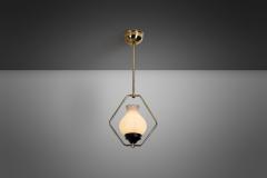 Brass and Opaque Glass Ceiling Lamp Europe ca 1950s - 3546929