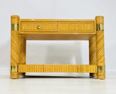 Brass and Pencil Reed Console Table After Karl Springer - 4161909