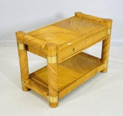 Brass and Pencil Reed Console Table After Karl Springer - 4161915