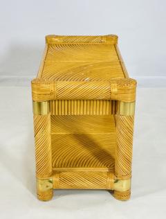 Brass and Pencil Reed Console Table After Karl Springer - 4161924