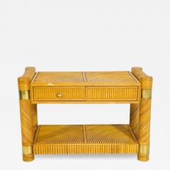 Brass and Pencil Reed Console Table After Karl Springer - 4164569