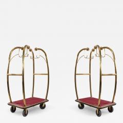 Brass and Red Carpet Hotel Luggage Carts - 4247466