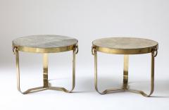 Brass and Shagreen Side Table Italy 20th C  - 3515592